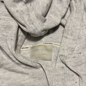 Calvin Klein Light Gray Speckled Hooded Knit Sweatshirt